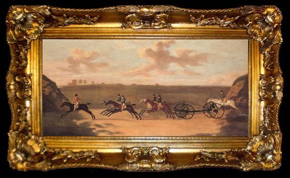 framed  Francis Sartorius The Chaise Matoch,Run on Newmarket Heath,Wednesday,The 29 th of August, ta009-2